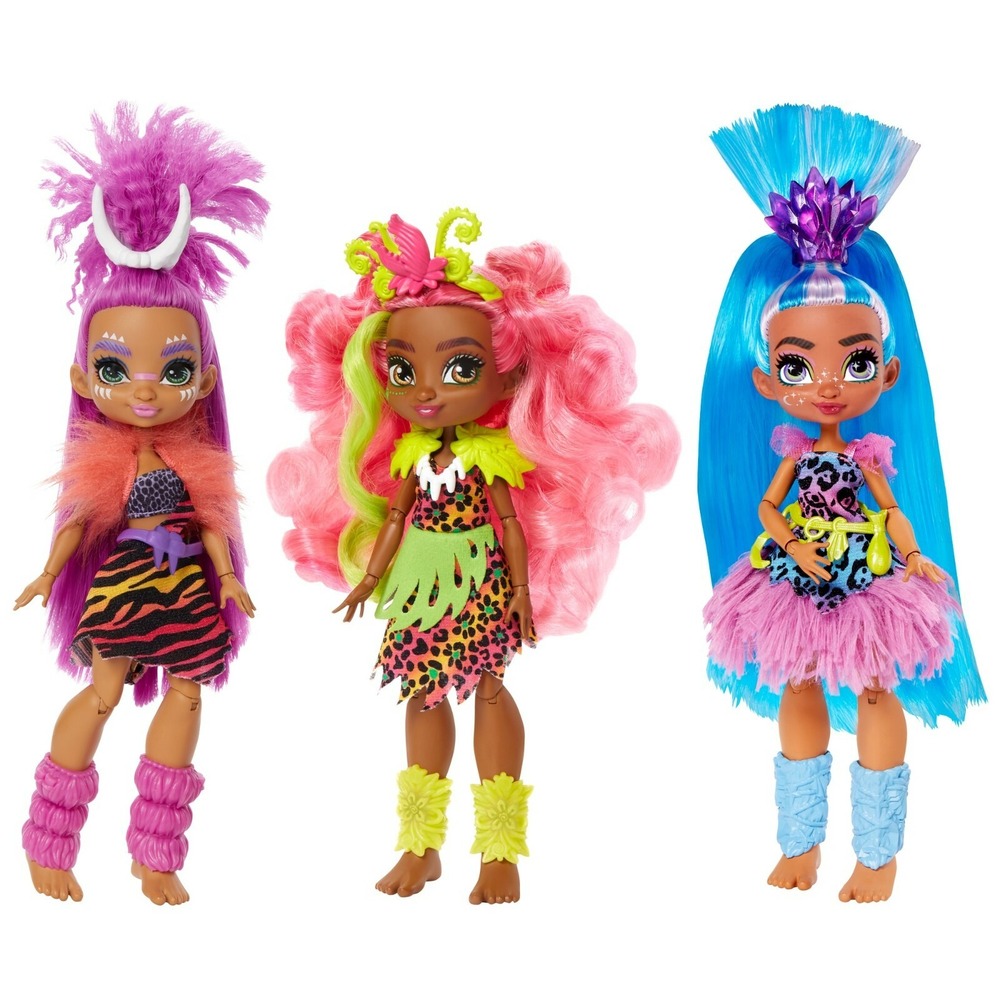 CAVE CLUB 3 Pack Of Dolls TELLA ROARALAI FERNESSA Prehistoric Kids Fashions